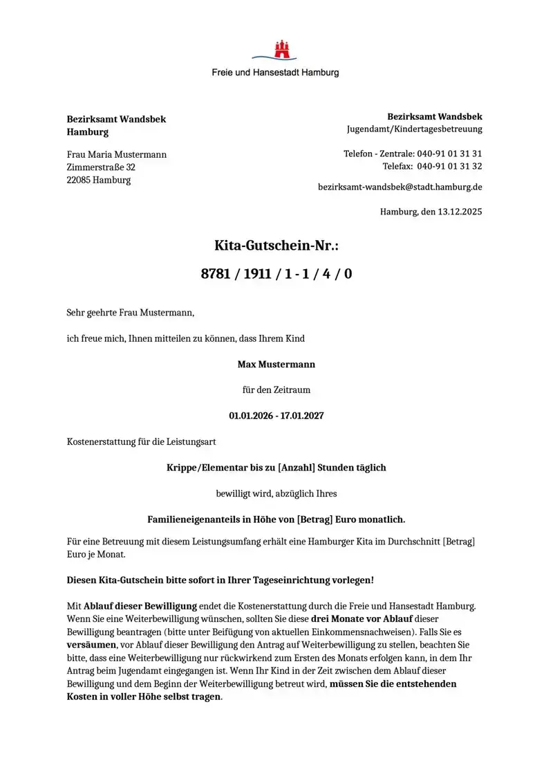 Kita-Gutschein Hamburg